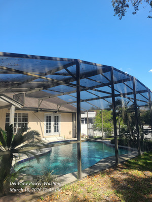 Pool Enclosure Cleaning And Aluminum Frame Maintenance Project in Deltona FL 32725