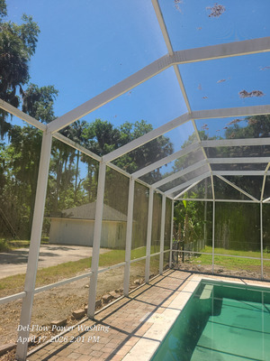 Aluminum Pool Enclosure Cleaning And Maintenance Project in Deltona FL 32725
