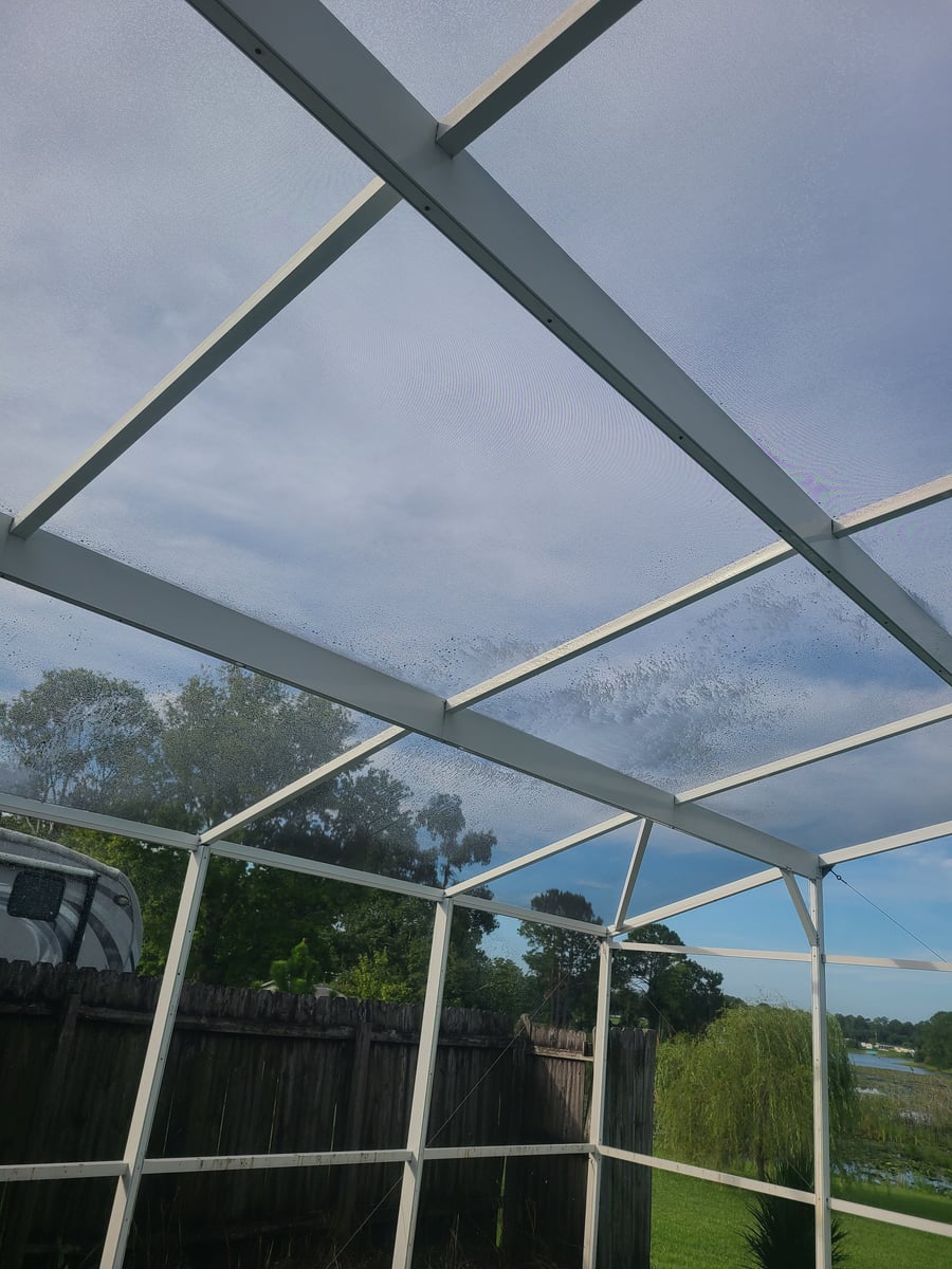 Back patio screen enclosure washing and surface cleaning