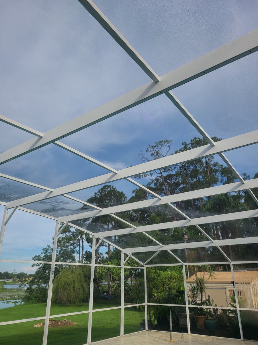 Back patio screen enclosure washing and surface cleaning
