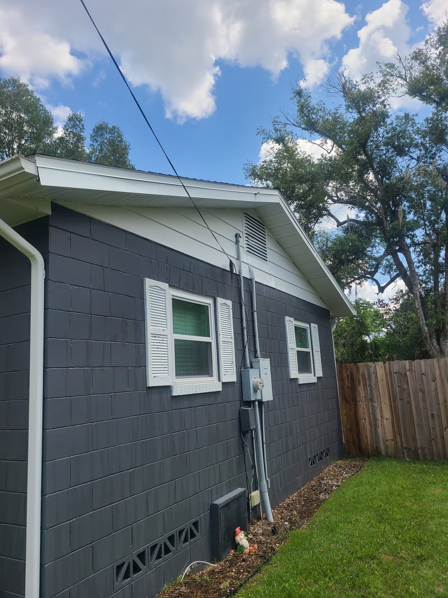 Exterior house washing and gutter cleaning with debris removal DeLand FL 32720