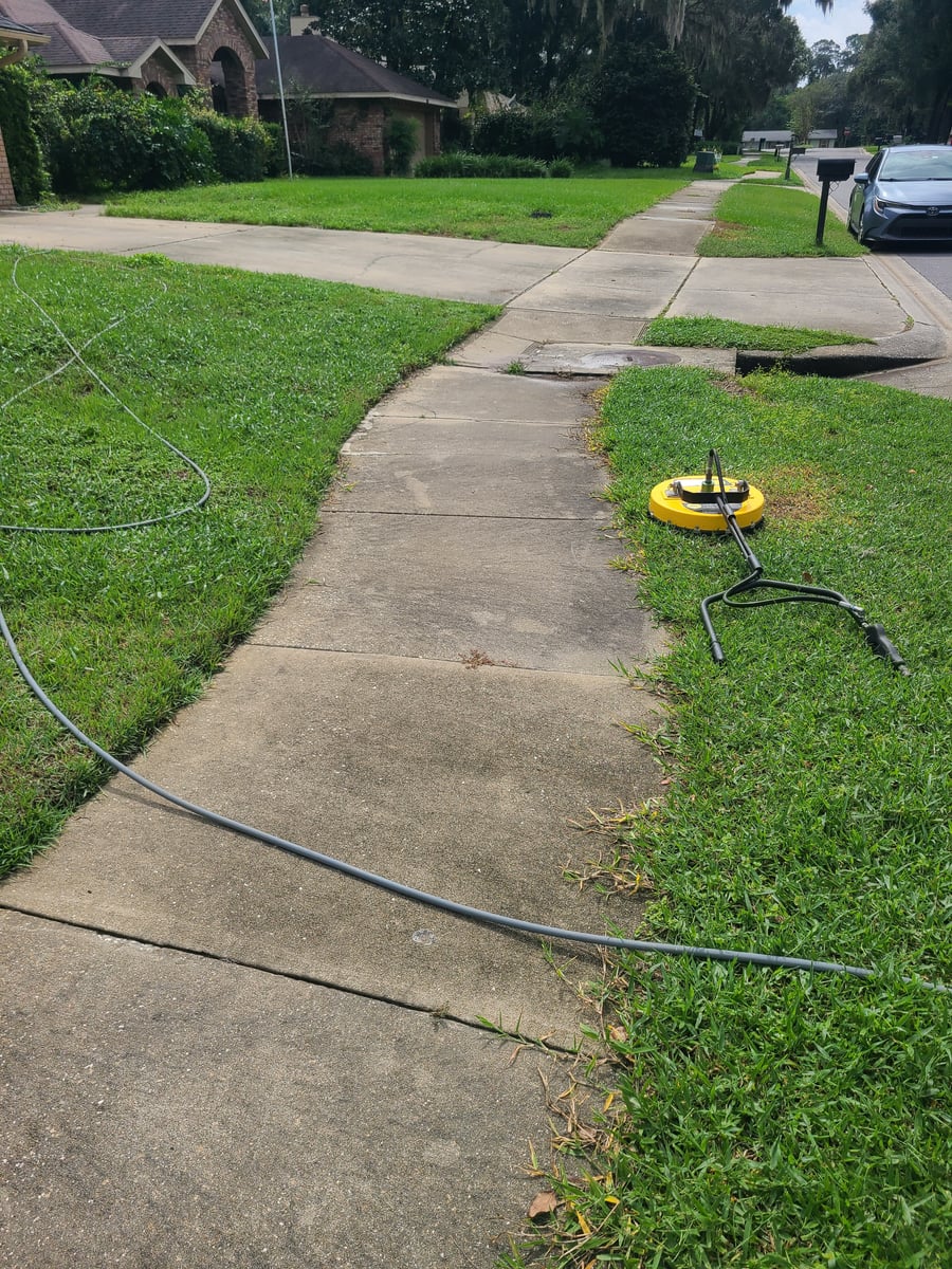 Driveway and sidewalk pressure washing removing mold and grime