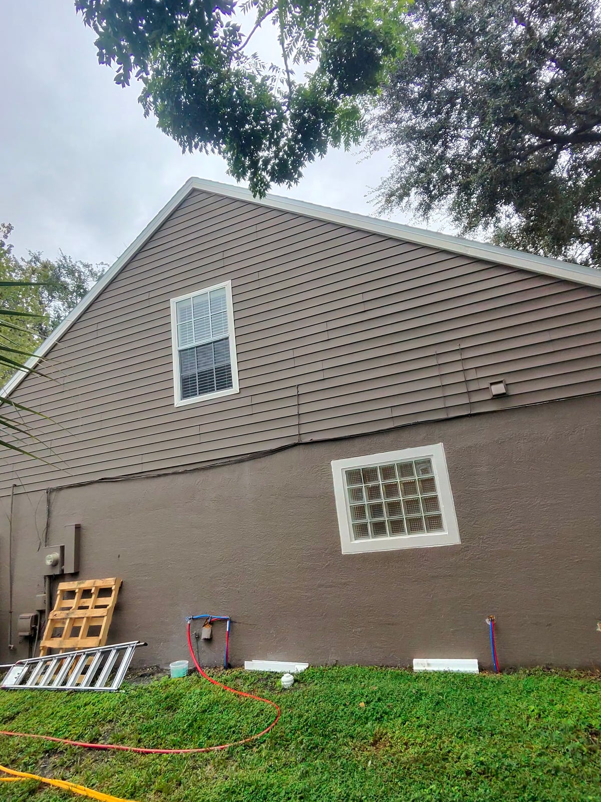 Soft washing exterior siding soffits trim and chimney