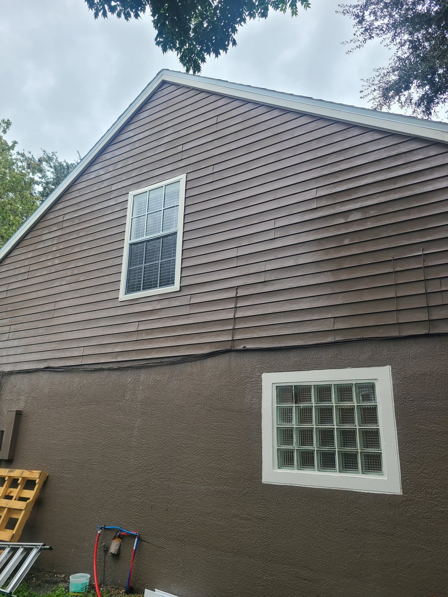 Soft washing exterior siding soffits trim and chimney